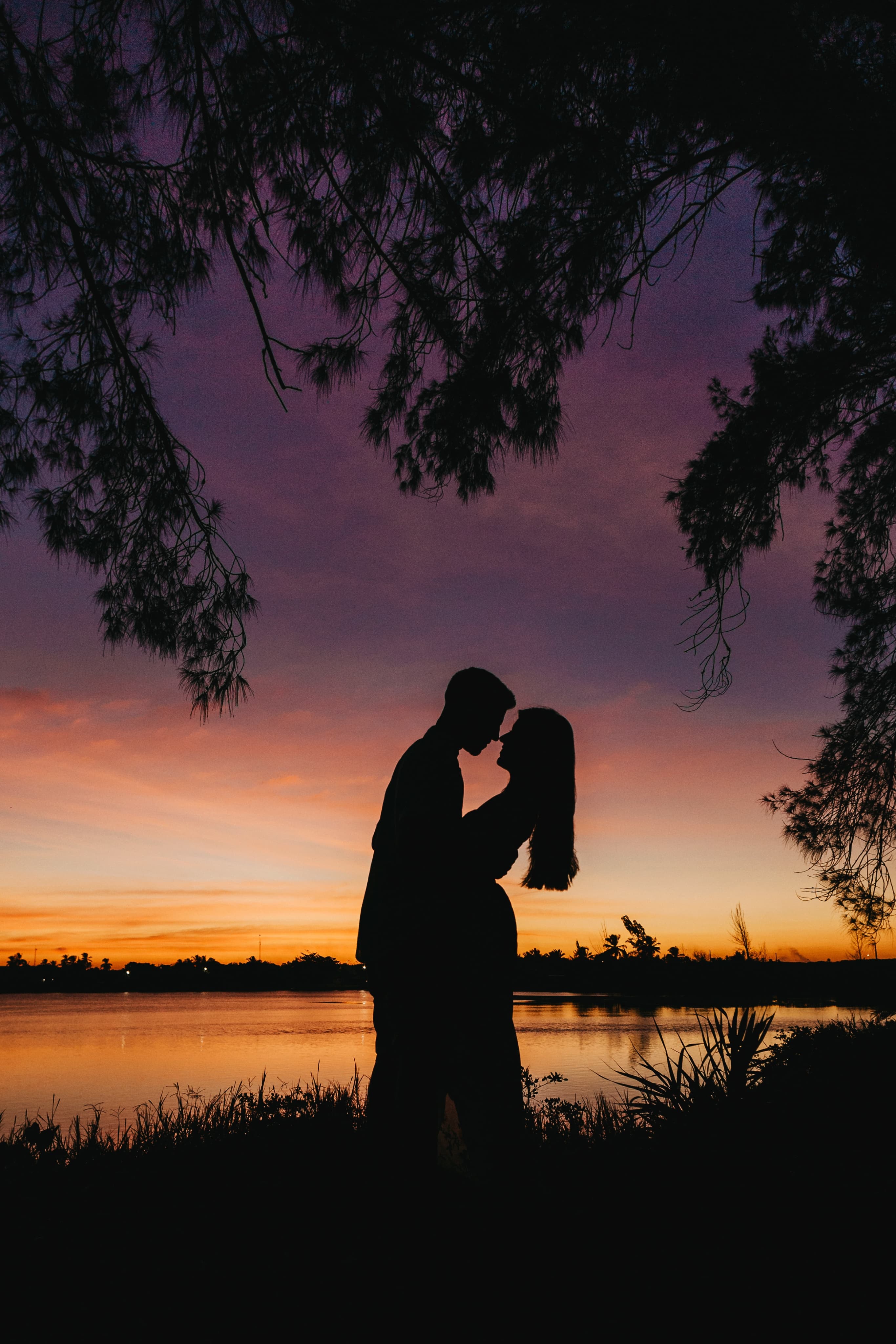 Couple silhouette at sunset
